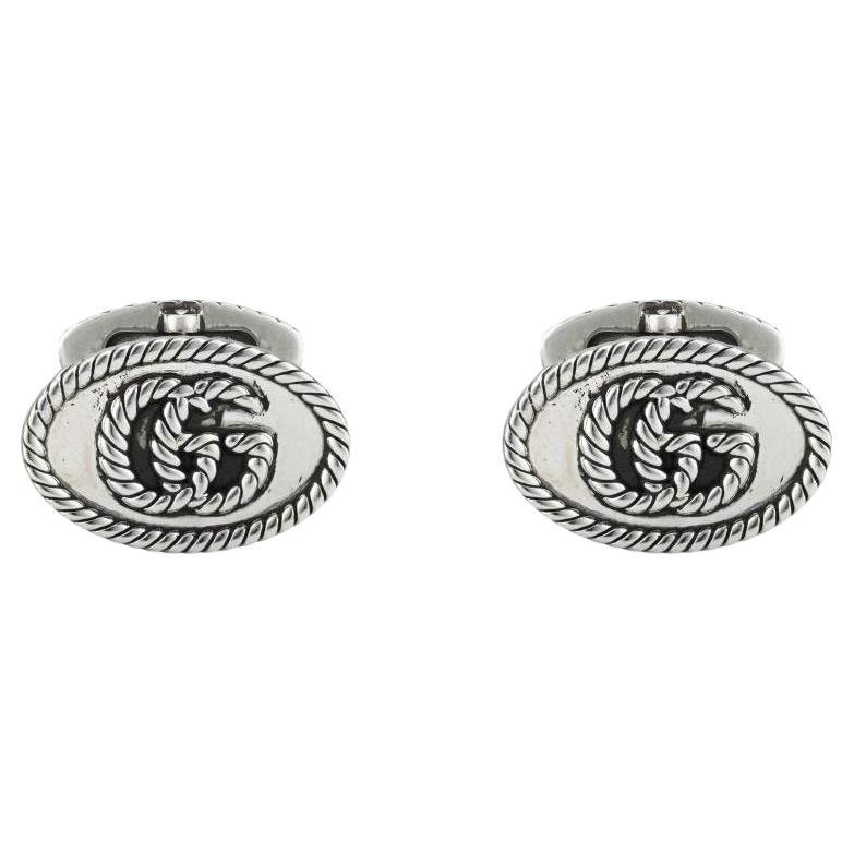 Gucci GG Marmont Sterling Silver Double G Cufflinks YBE627750001 For Sale