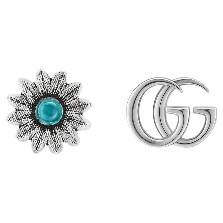 Gucci GG Marmont Sterling Silver Double G Flower Stud Earrings YBD527344001 For Sale
