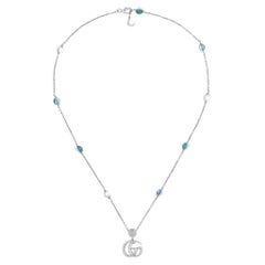 Gucci GG Marmont Sterling Silver Double G Mother of Pearl Necklace YBB527399001