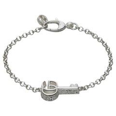 Gucci Gg Marmont Pulsera con llave de plata de ley Talla 17 YBA632207002