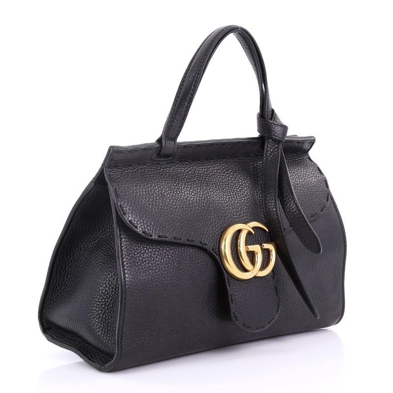 Black Gucci GG Marmont Top Handle Bag Leather Mini