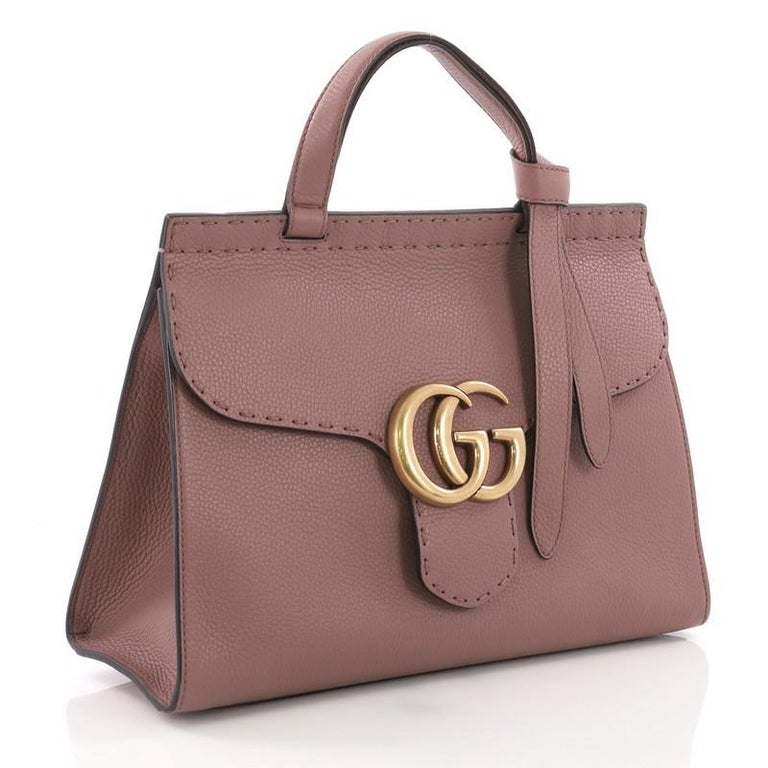 Gucci GG Marmont Top Handle Bag Leather Small at 1stDibs