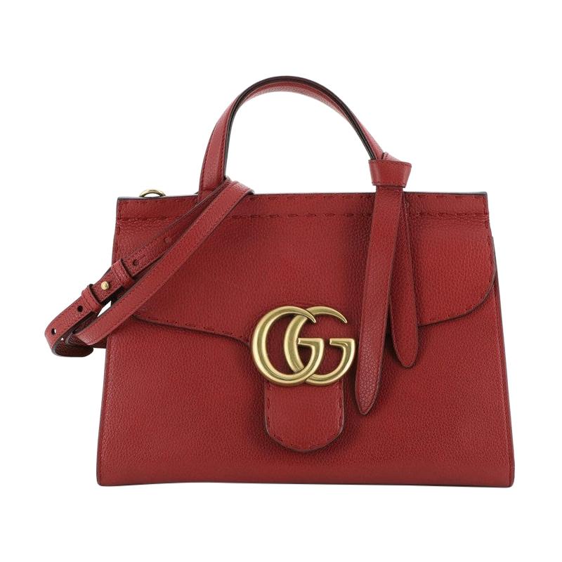 Gucci GG Marmont Top Handle Bag Leather Small at 1stDibs