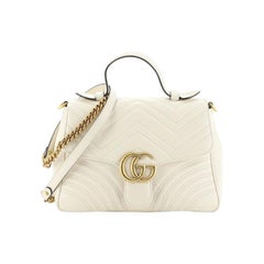 Gucci GG Marmont Top Handle Flap Bag Matelasse Leather Medium