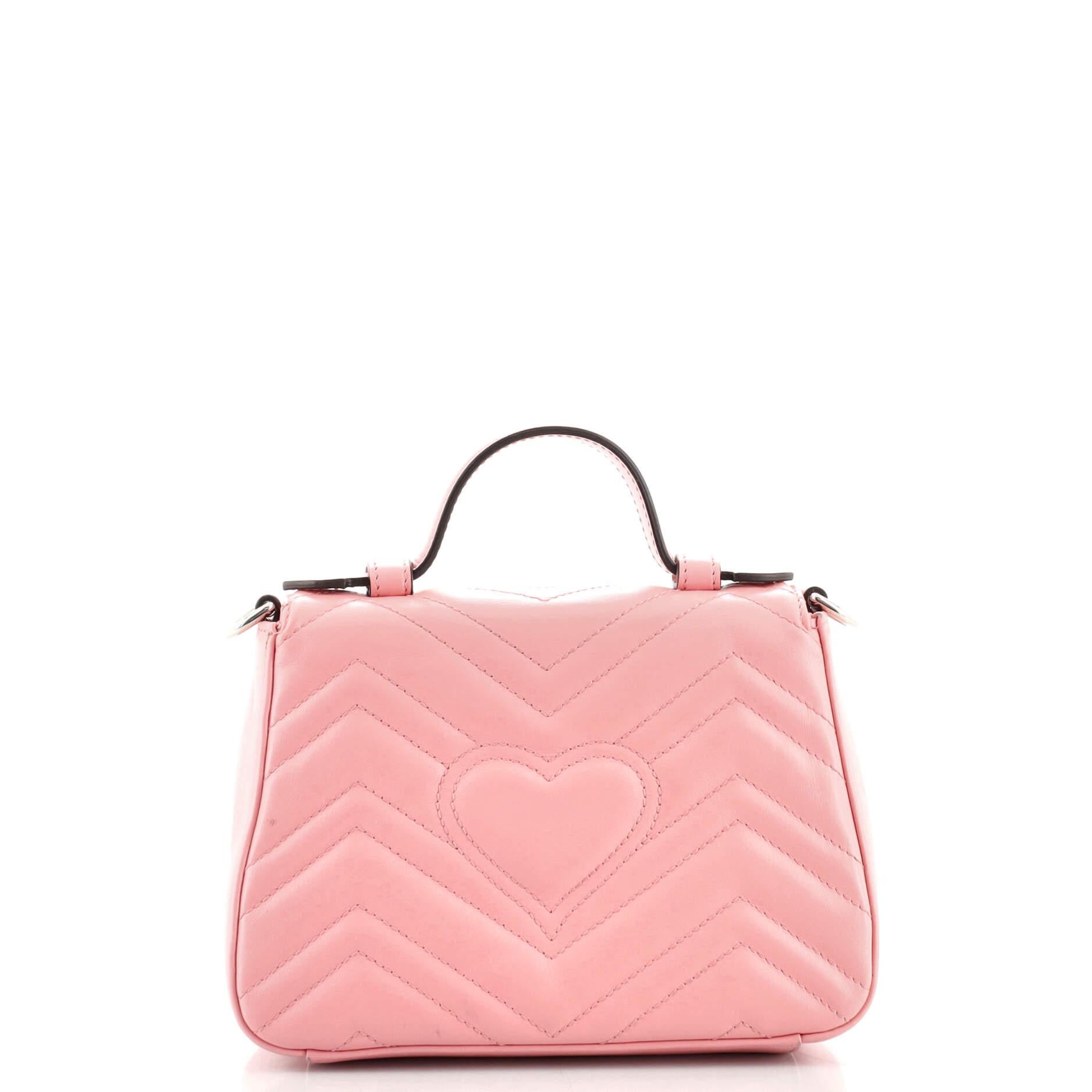 Gucci GG Marmont Top Handle Flap Tasche Matelasse Leder Mini im Zustand „Gut“ in NY, NY