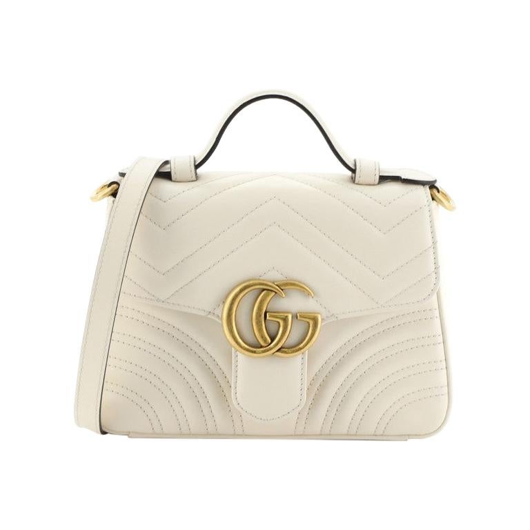 Gucci GG Marmont Top Handle Flap Bag Matelasse Leather Mini For Sale at 1stdibs