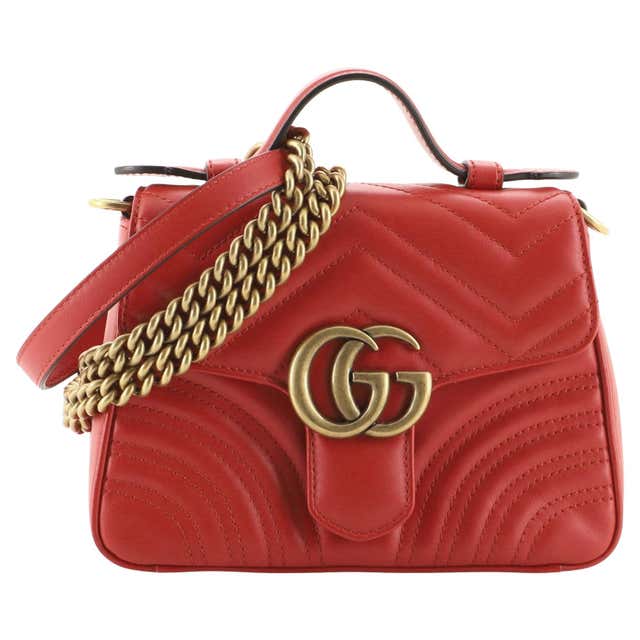 Gucci GG Marmont Top Handle Flap Bag Matelasse Leather Mini at 1stDibs