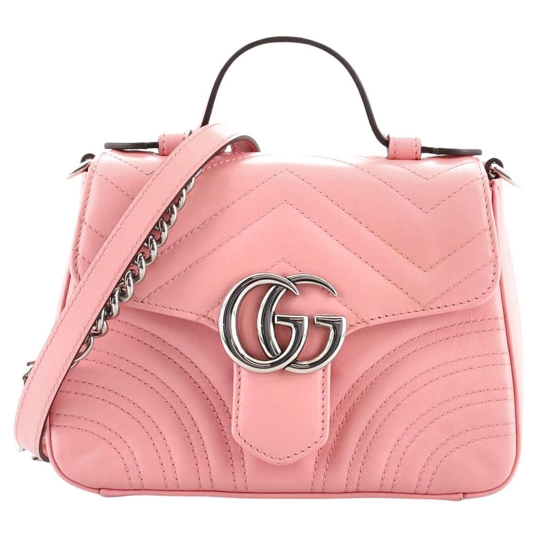Gucci GG Marmont Top Handle Flap Tasche Matelasse Leder Mini
