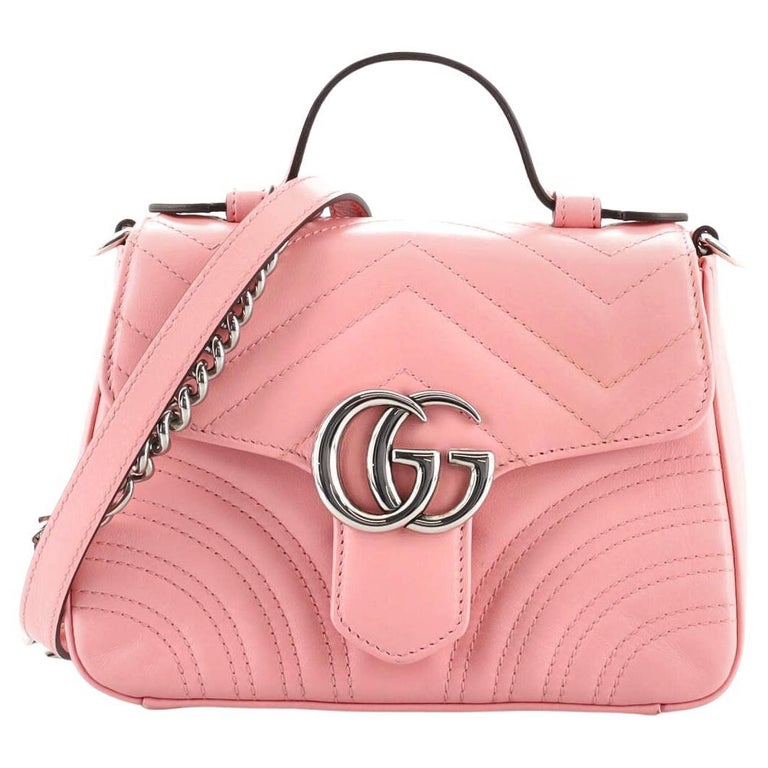 Gucci GG Marmont Top Handle Flap Bag Matelasse Leather Mini at 1stDibs