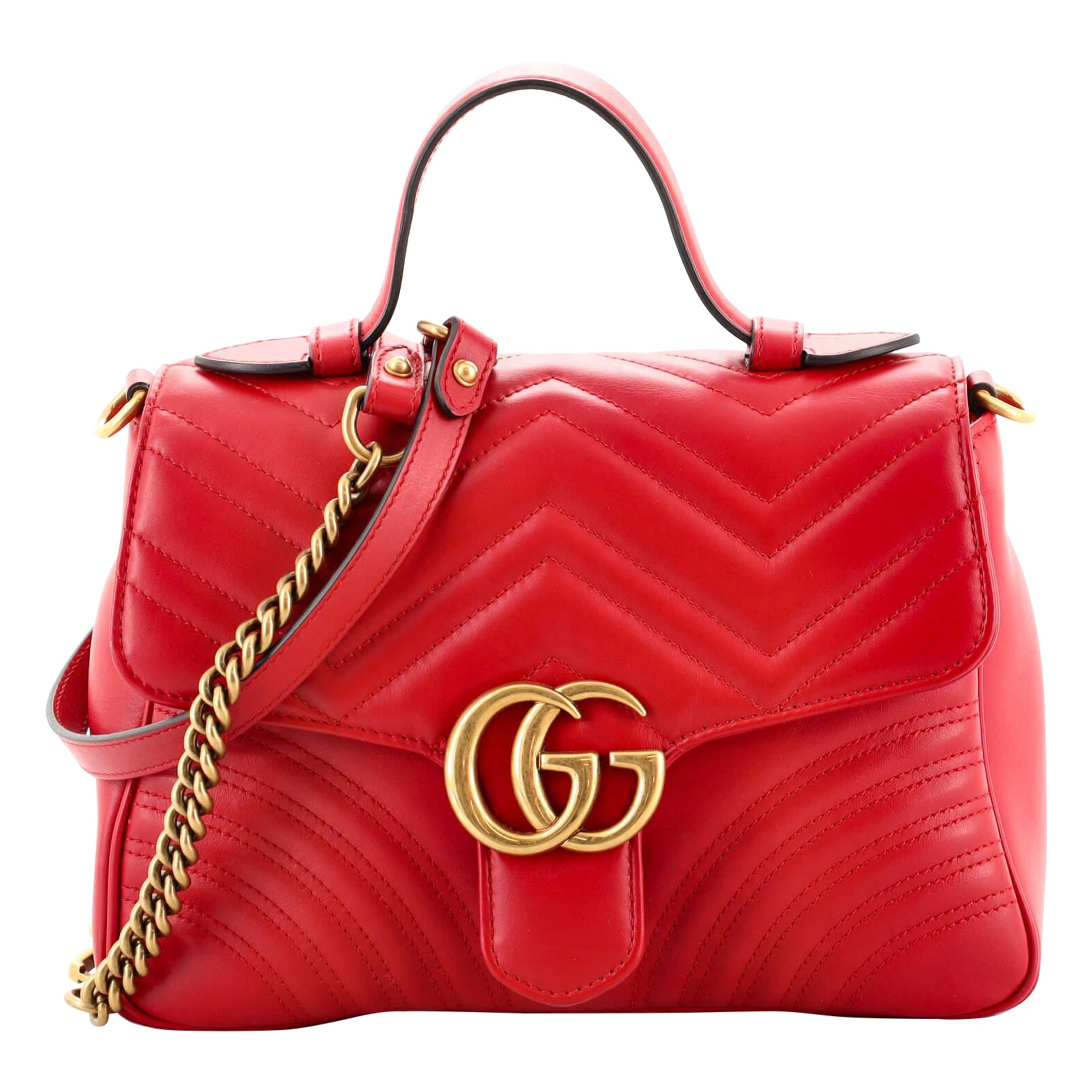 Gucci GG Marmont Top Handle Flap Tasche Matelasse Leder