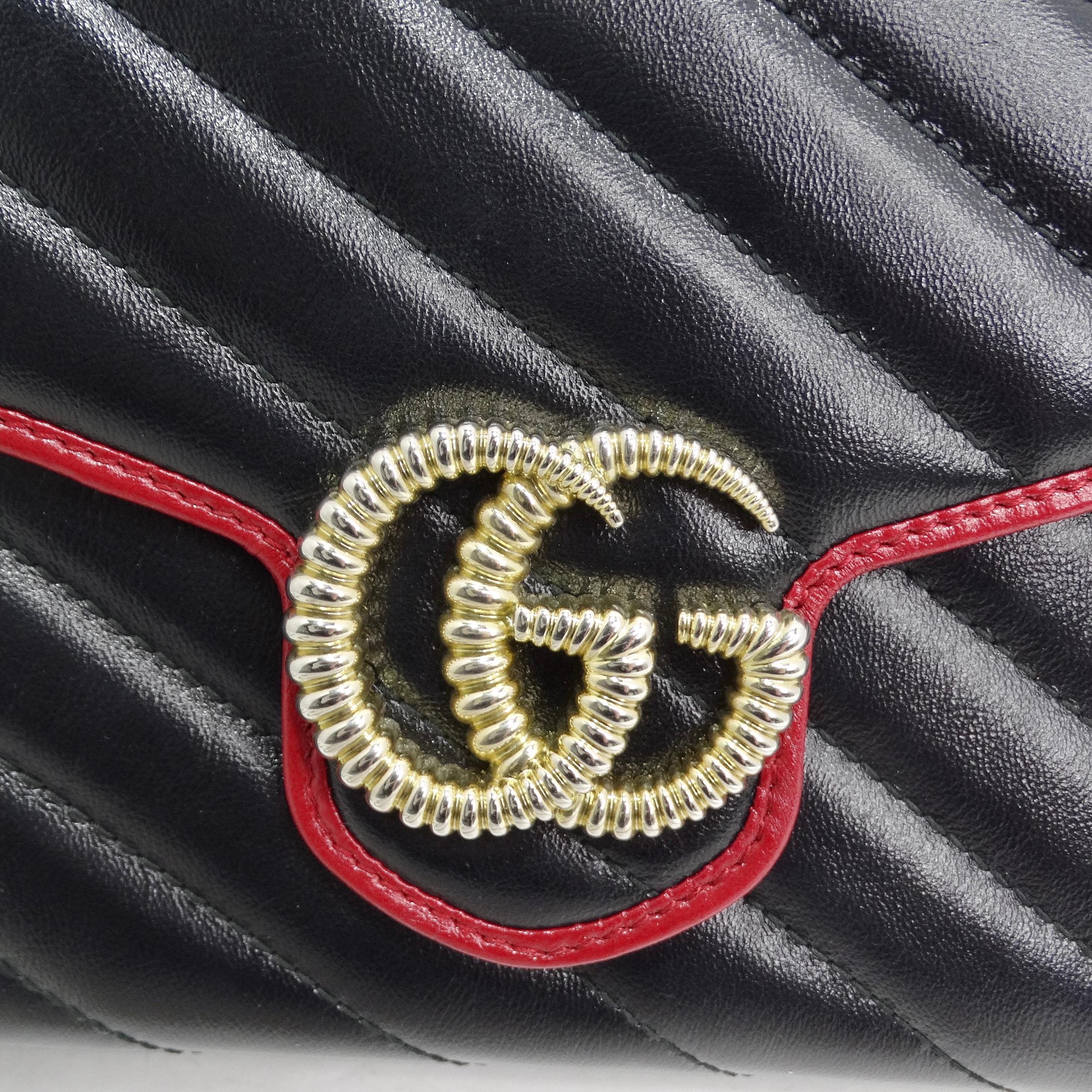 Black Gucci GG Marmont Torchon Wallet on Chain For Sale