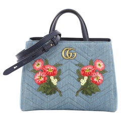 Gucci GG Marmont Tote Embroidered Matelasse Denim Small