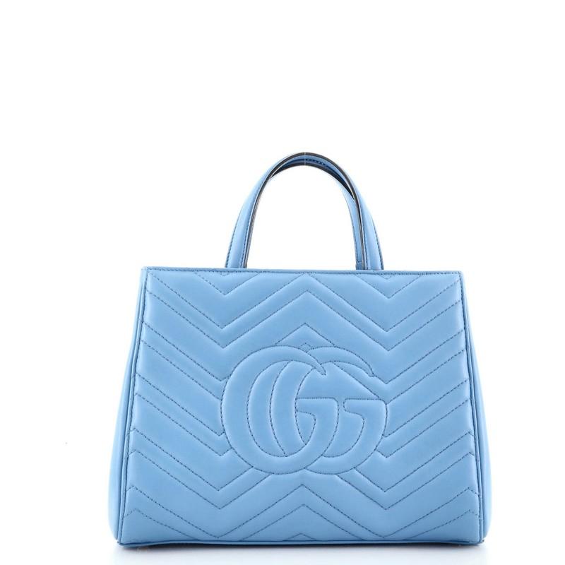 Blue Gucci GG Marmont Tote Matelasse Leather Small