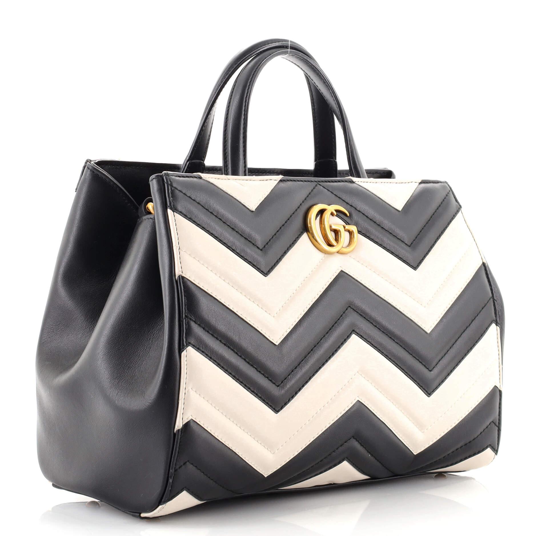 marmont leather trim monogram woven tote