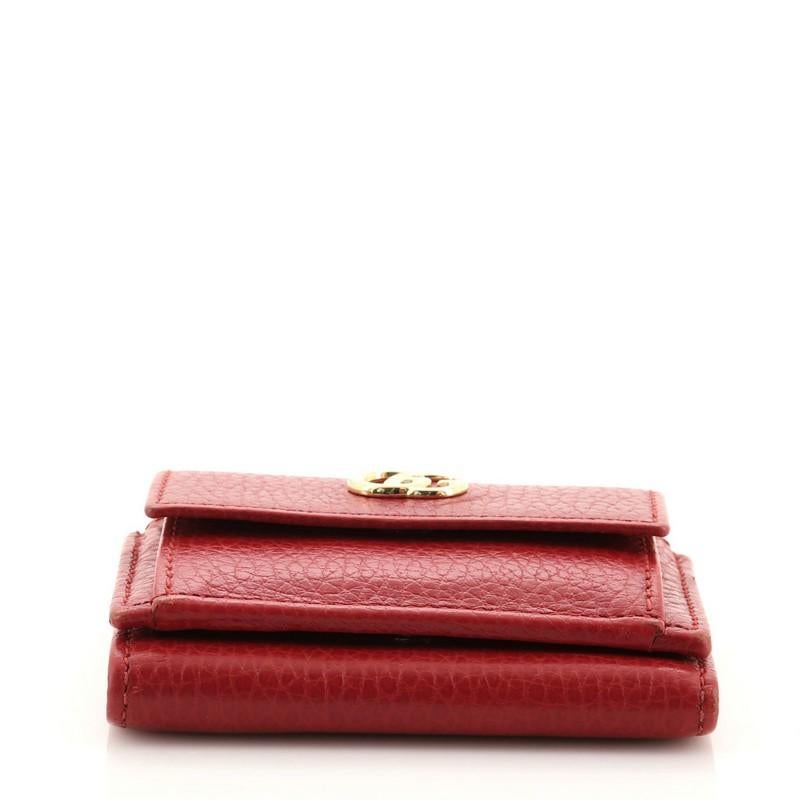 Red Gucci GG Marmont Trifold Wallet Leather Compact