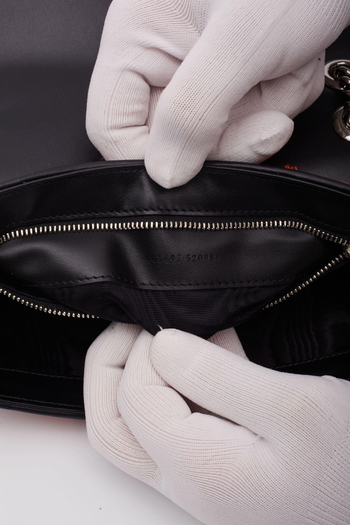 Gucci GG Marmont Tweed Black Pink Shoulder Bag Small For Sale 7