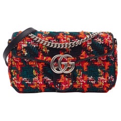 Gucci GG Marmont Tweed Black Pink Shoulder Bag Small