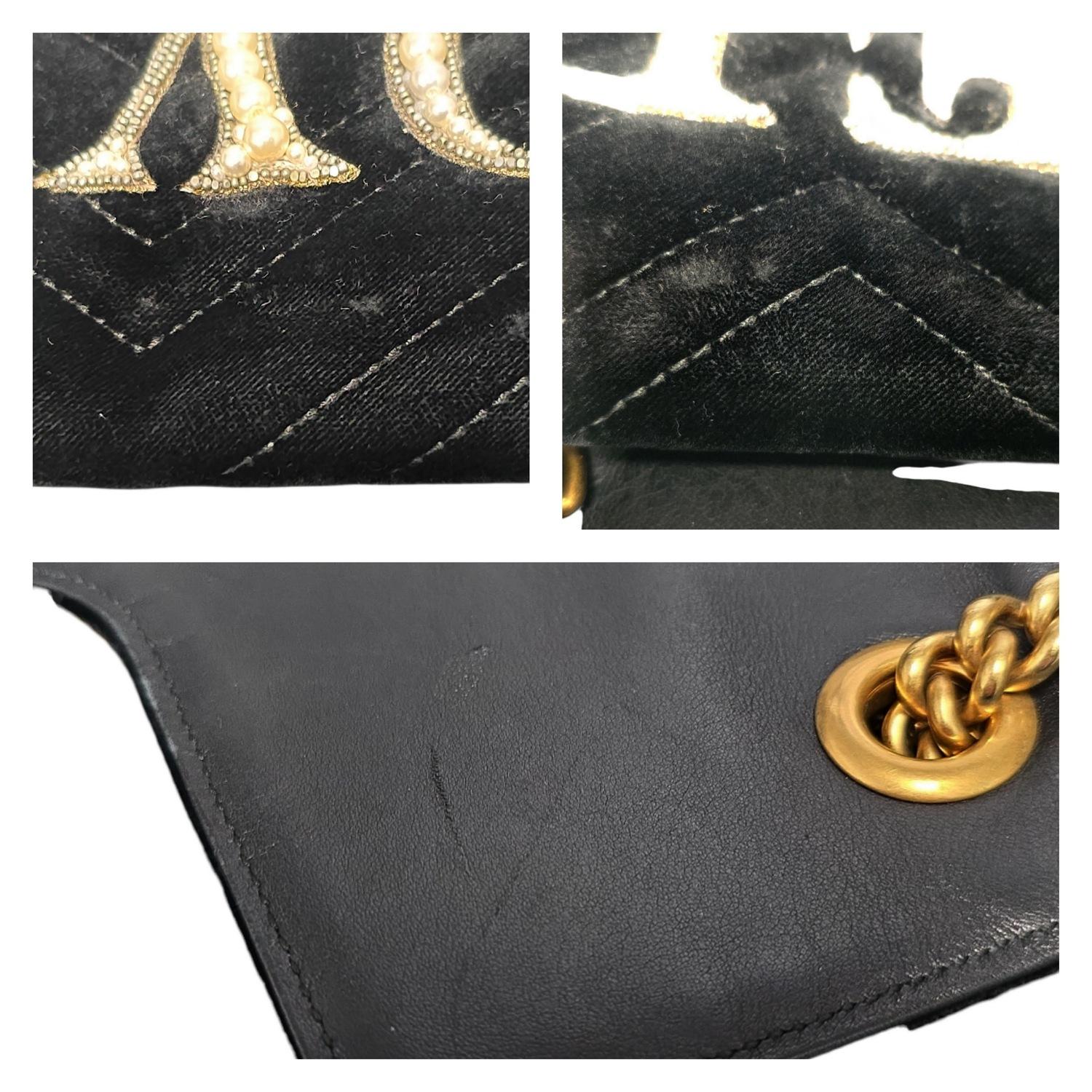Gucci GG Marmont Velvet Brodé Loved Medium Chain Bag en vente 5
