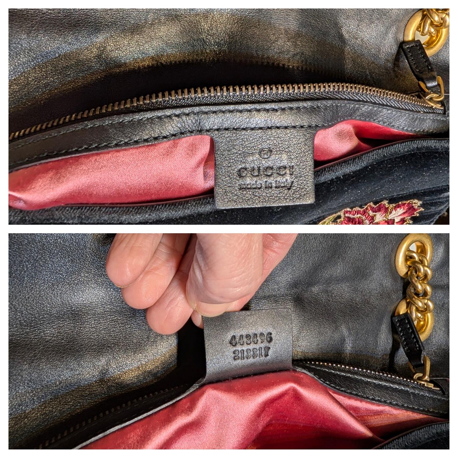 Gucci GG Marmont Velluto ricamato Amato Borsa a catena media in vendita 6