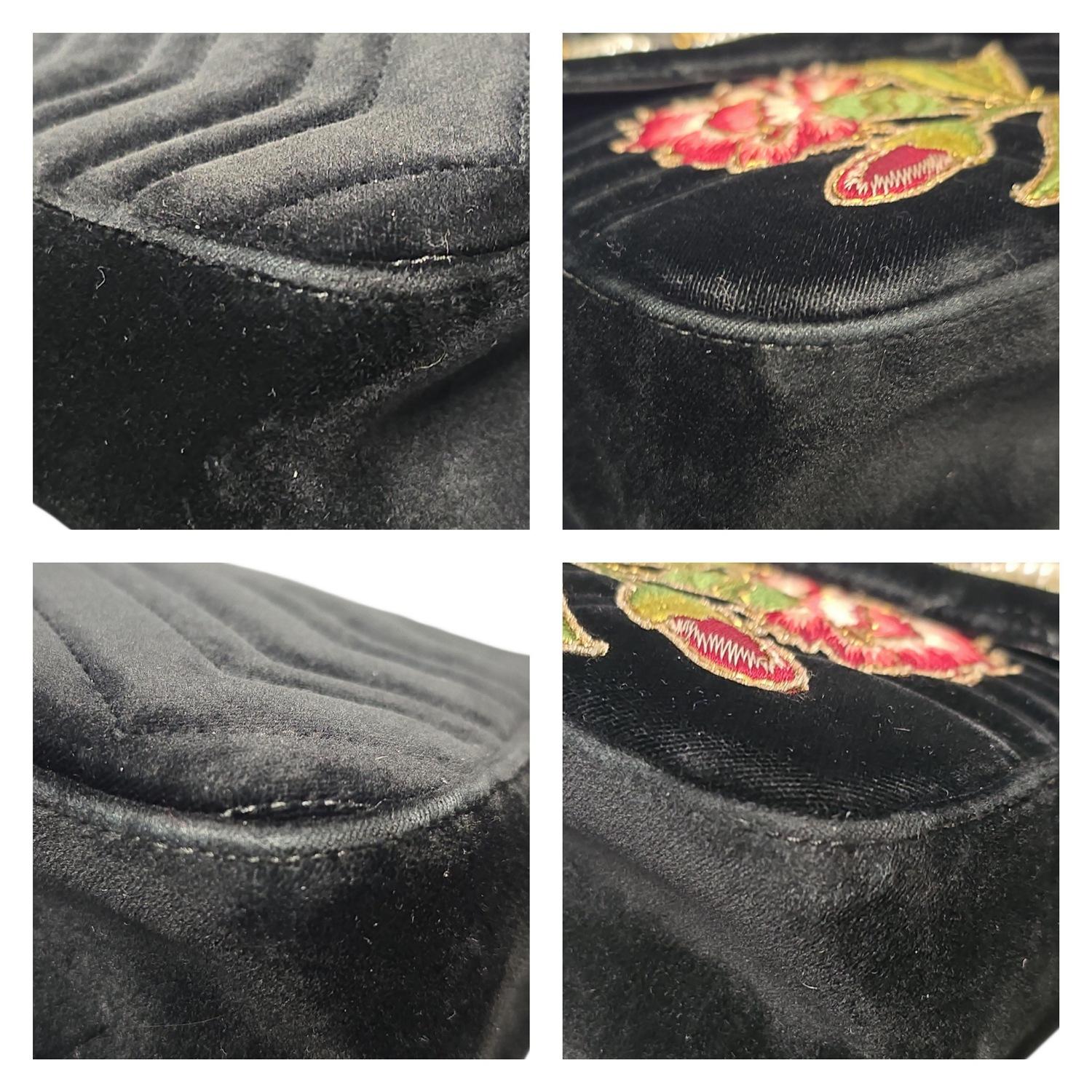 Gucci GG Marmont Velvet Brodé Loved Medium Chain Bag en vente 7