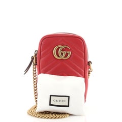 Gucci GG Marmont Vertical Phone Crossbody Bag Matelasse Leather Mini