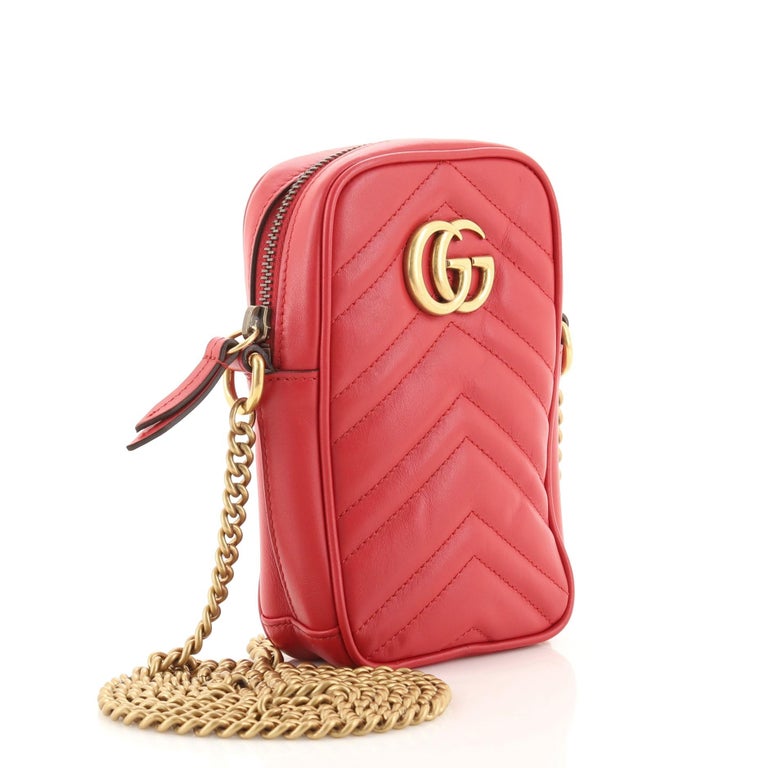Gucci GG Marmont Vertical Phone Crossbody Bag Matelasse Leather Mini at ...