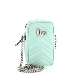 Gucci GG Marmont Vertical Phone Crossbody Bag Matelasse Leather Mini
