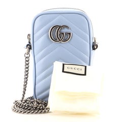 Gucci GG Marmont Vertical Phone Crossbody Bag Matelasse Leather Mini