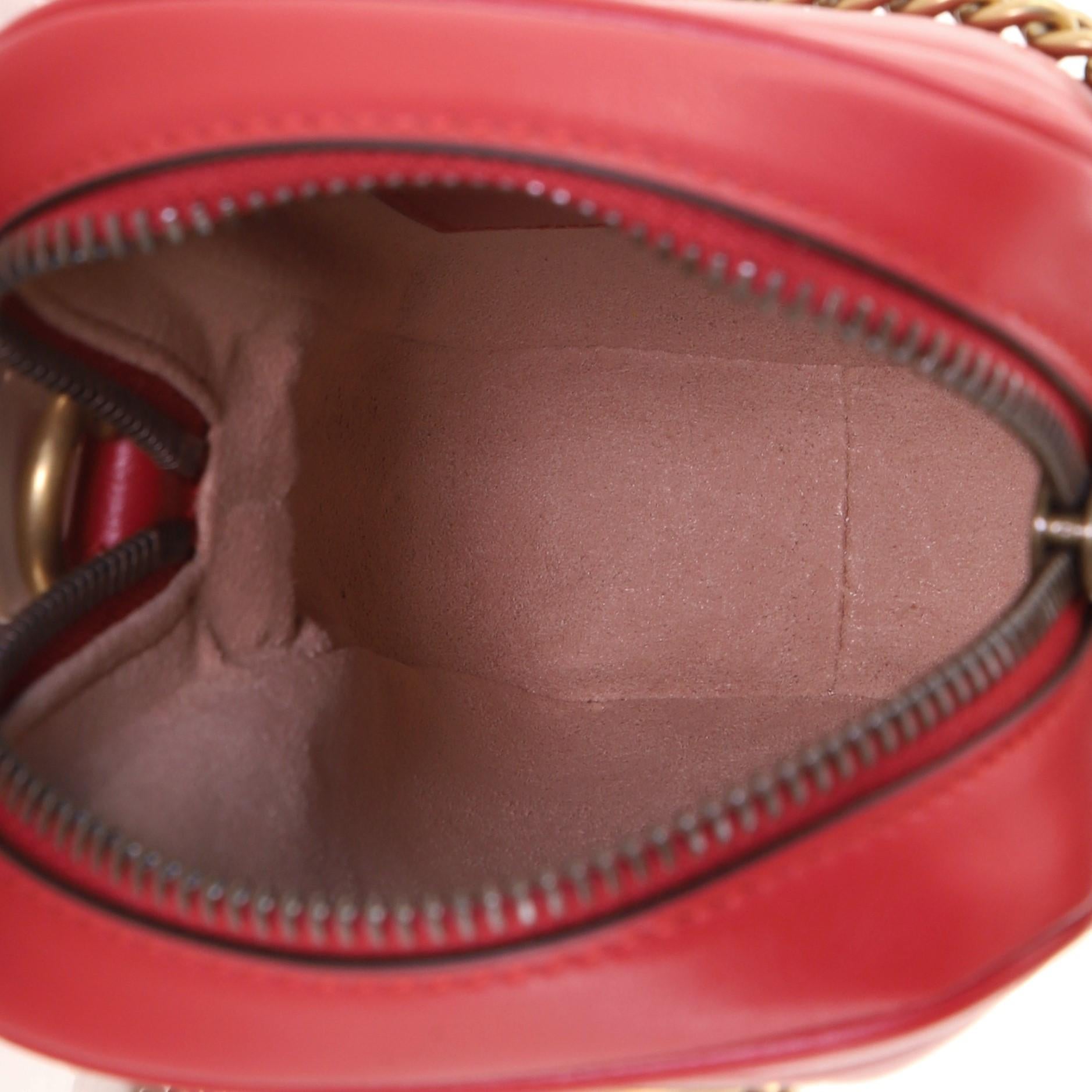 Red Gucci GG Marmont Vertical Phone Crossbody Bag Matelasse Leather Mini