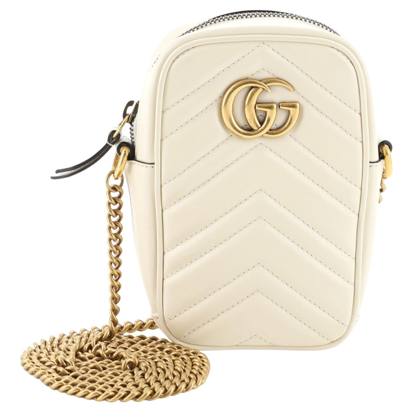 Gucci GG Marmont Vertical Phone Crossbody Bag Matelasse Leather Mini