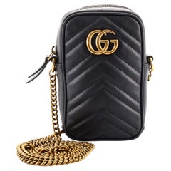 Gucci GG Marmont Vertical Phone Crossbody Bag Matelasse Leather Mini