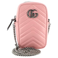 Gucci GG Marmont Vertical Phone Crossbody Bag Matelasse Leather Mini