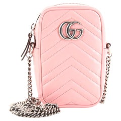 Gucci GG Marmont Vertical Phone Crossbody Bag Matelasse Leather Mini