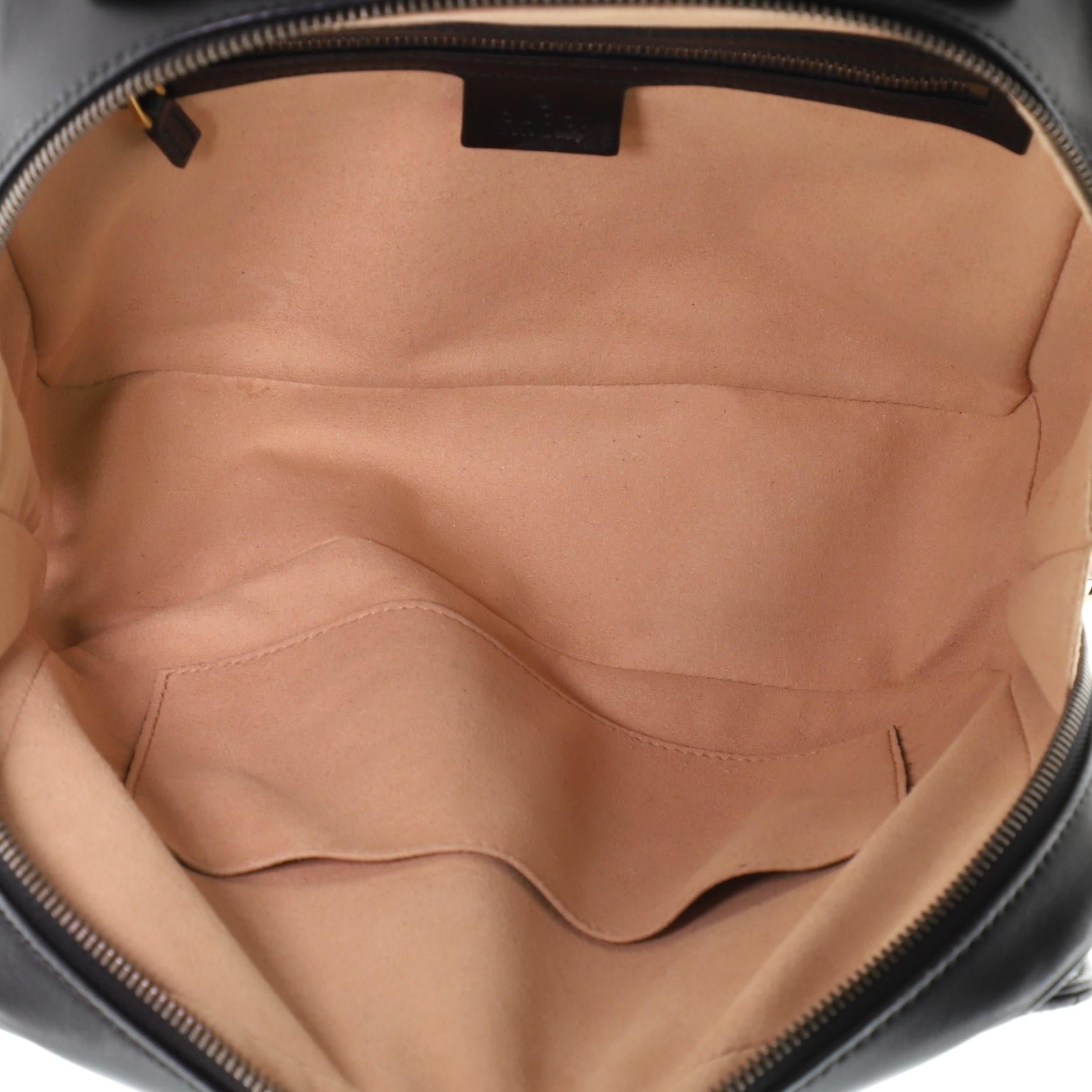 Black Gucci GG Marmont Zip Around Camera Bag Matelasse Leather Small
