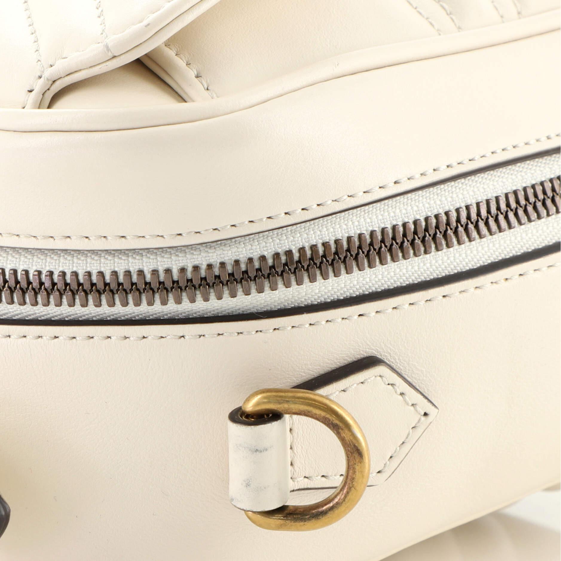 White Gucci GG Marmont Zip Around Camera Bag Matelasse Leather Small