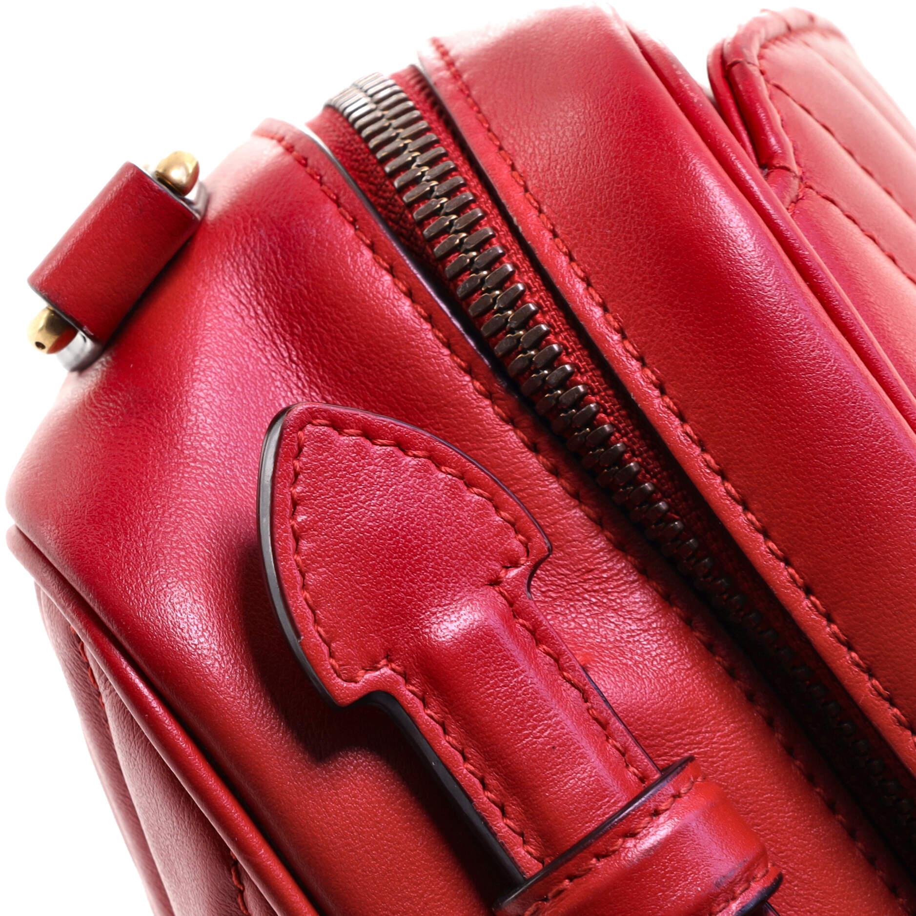 Red Gucci GG Marmont Zip Around Camera Bag Matelasse Leather Small