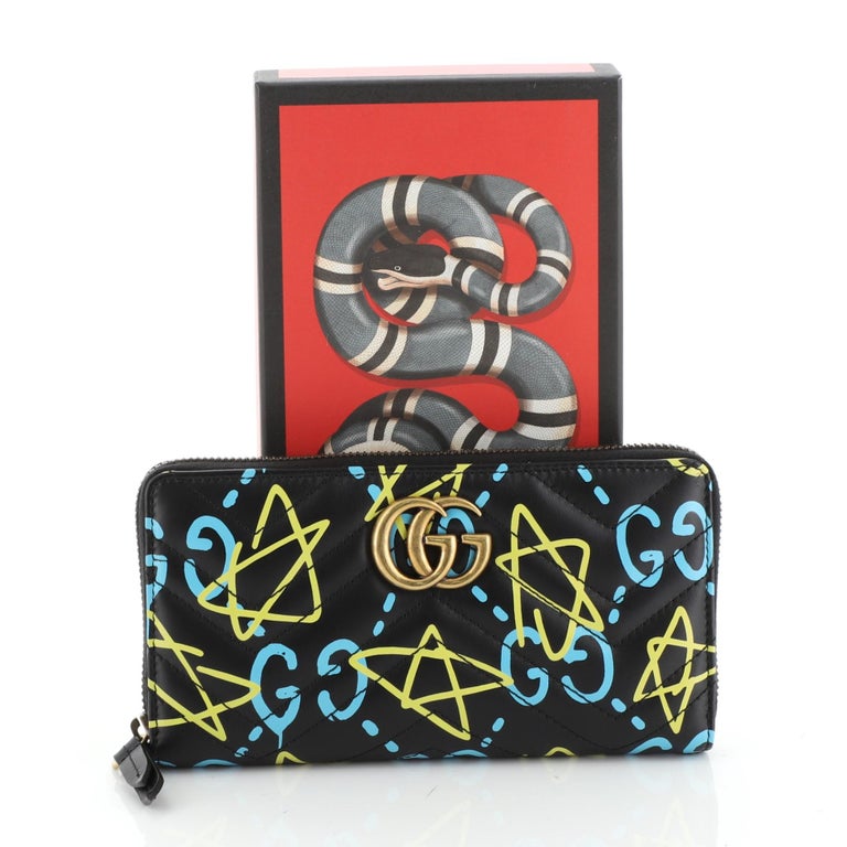 Gucci GG Marmont Zip Around Wallet GucciGhost Matelasse Leather For Sale at 1stdibs