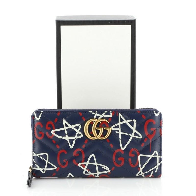 Gucci GG Marmont Zip Around Wallet GucciGhost Matelasse Leather at 1stDibs