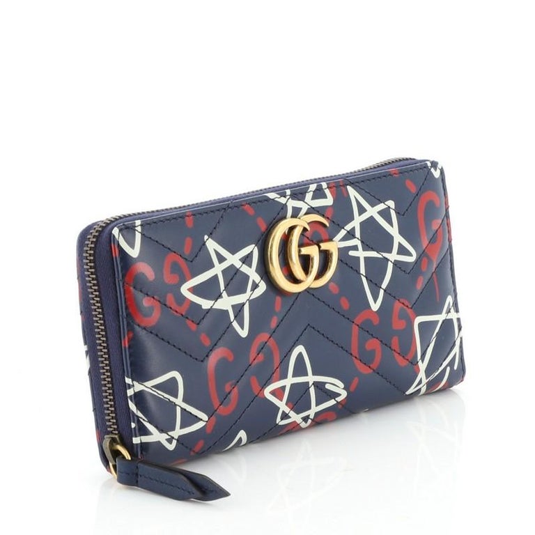 Gucci GG Marmont Zip Around Wallet GucciGhost Matelasse Leather For Sale at 1stdibs