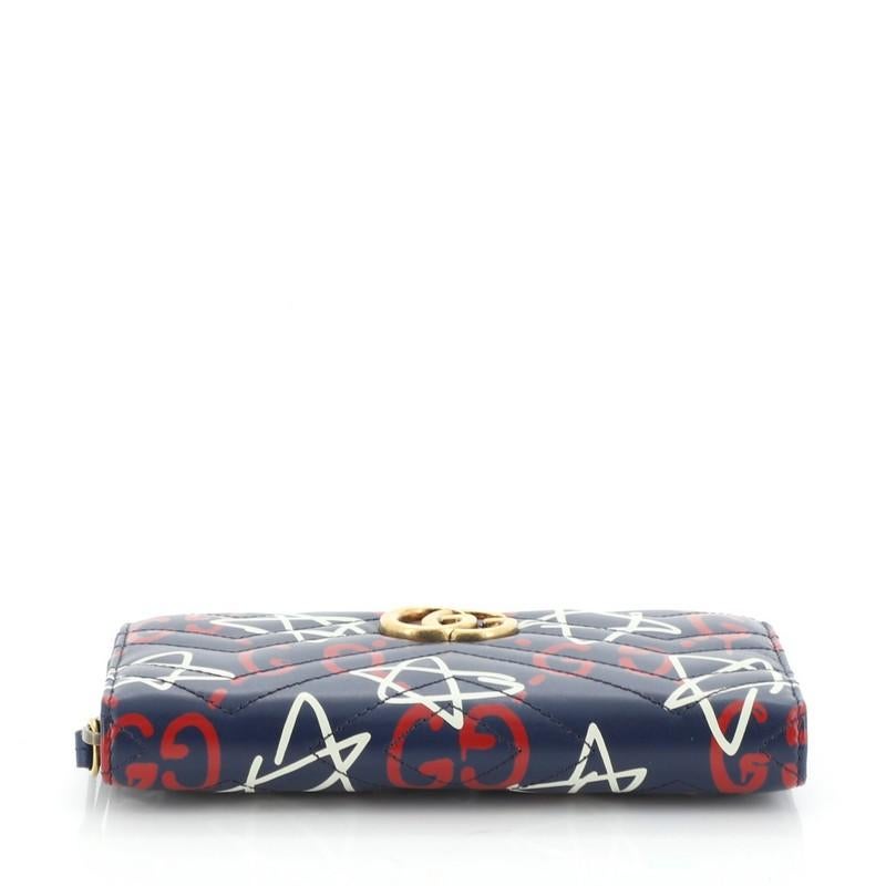 Gucci GG Marmont Zip Around Wallet GucciGhost Matelasse Leather  In Good Condition In NY, NY