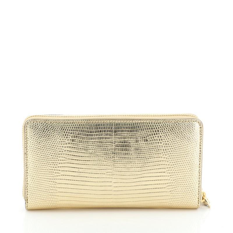 Gucci GG Marmont Zip Around Wallet Lizard In Good Condition In NY, NY