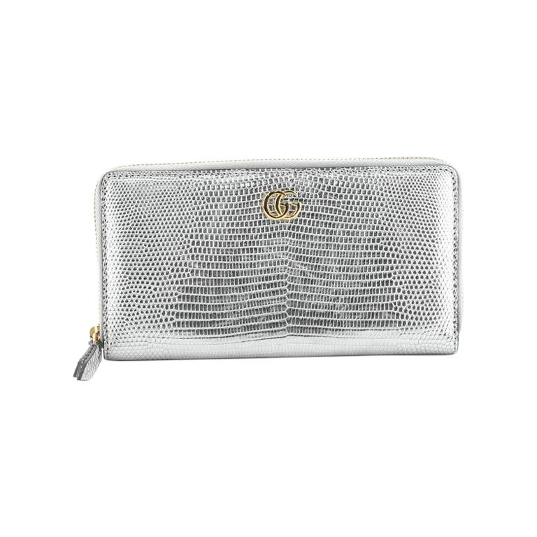 Gucci GG Marmont Zip Around Wallet Lizard For Sale at 1stdibs