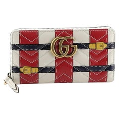 Gucci GG Marmont Zip Around Wristlet Wallet Trompe L'Oeil Matelasse Leath