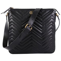 Gucci GG Marmont Zip Messenger Bag Matelasse Leather Medium