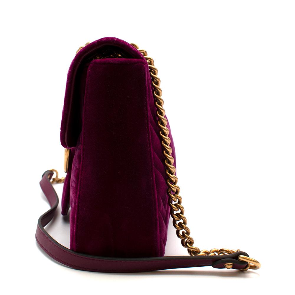 Black Gucci GG Marmount Purple Velvet Shoulder Bag