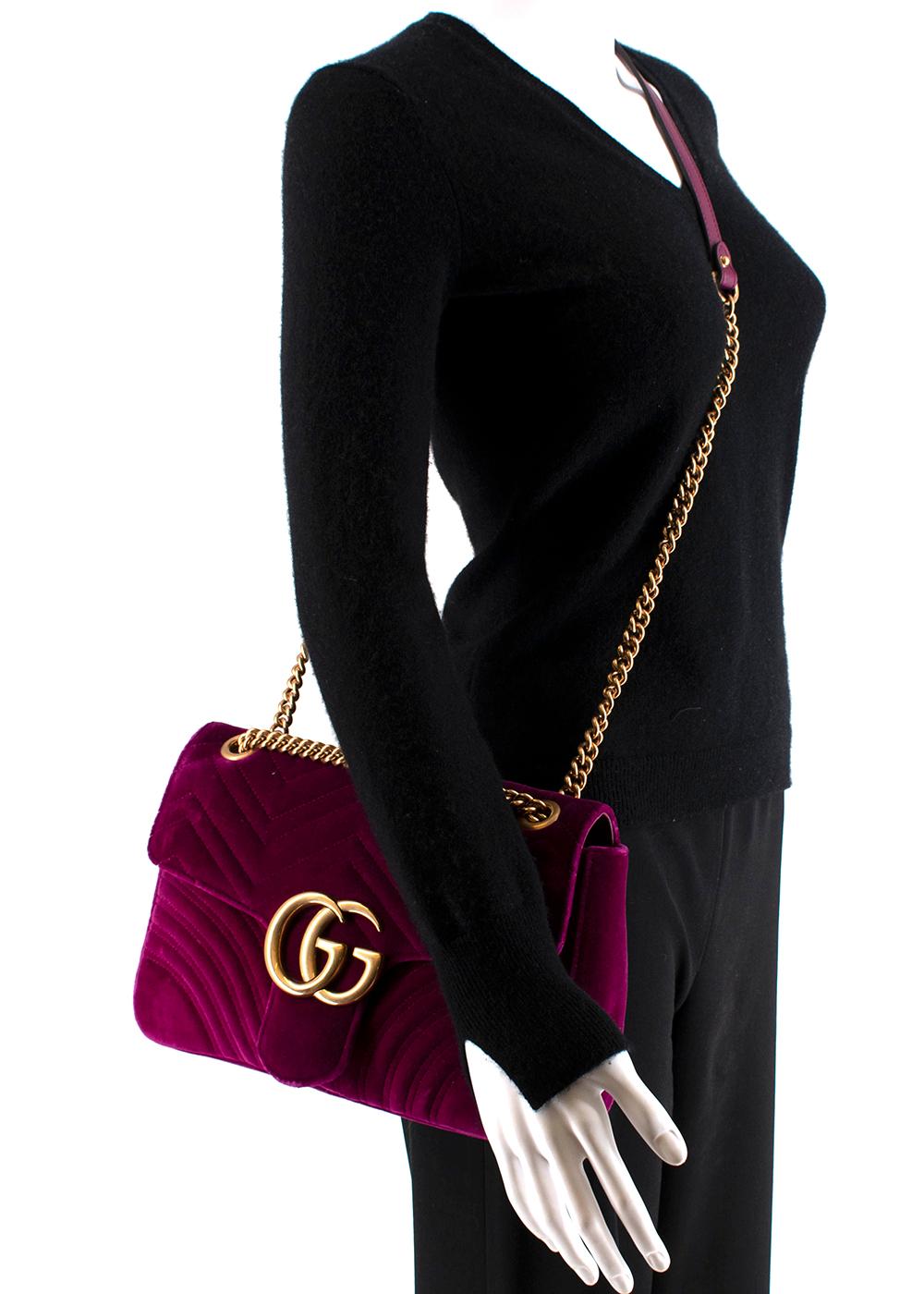 Women's or Men's Gucci GG Marmount Purple Velvet Shoulder Bag