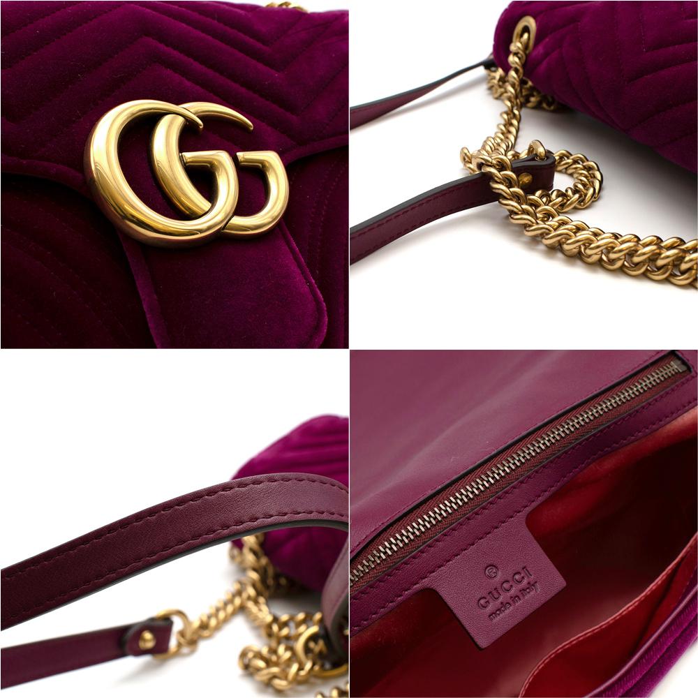 Gucci GG Marmount Purple Velvet Shoulder Bag 1
