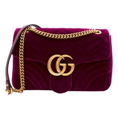 Gucci GG Marmount Purple Velvet Shoulder Bag 