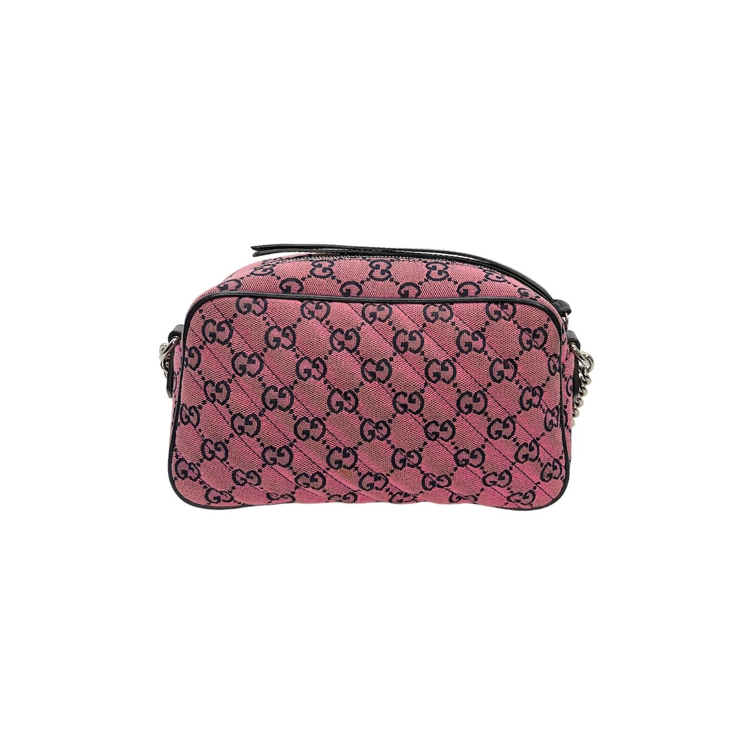 Brown Gucci GG Matelassé Marmont Small Pink Shoulder Bag 447632 For Sale