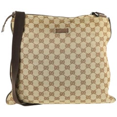 Vintage Gucci Gg Messenger Brown Canvas Cross Body Bag 24898988